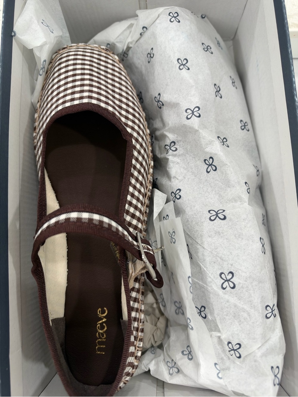 Maeve Brown Gingham Mary Jane Flat with Strap